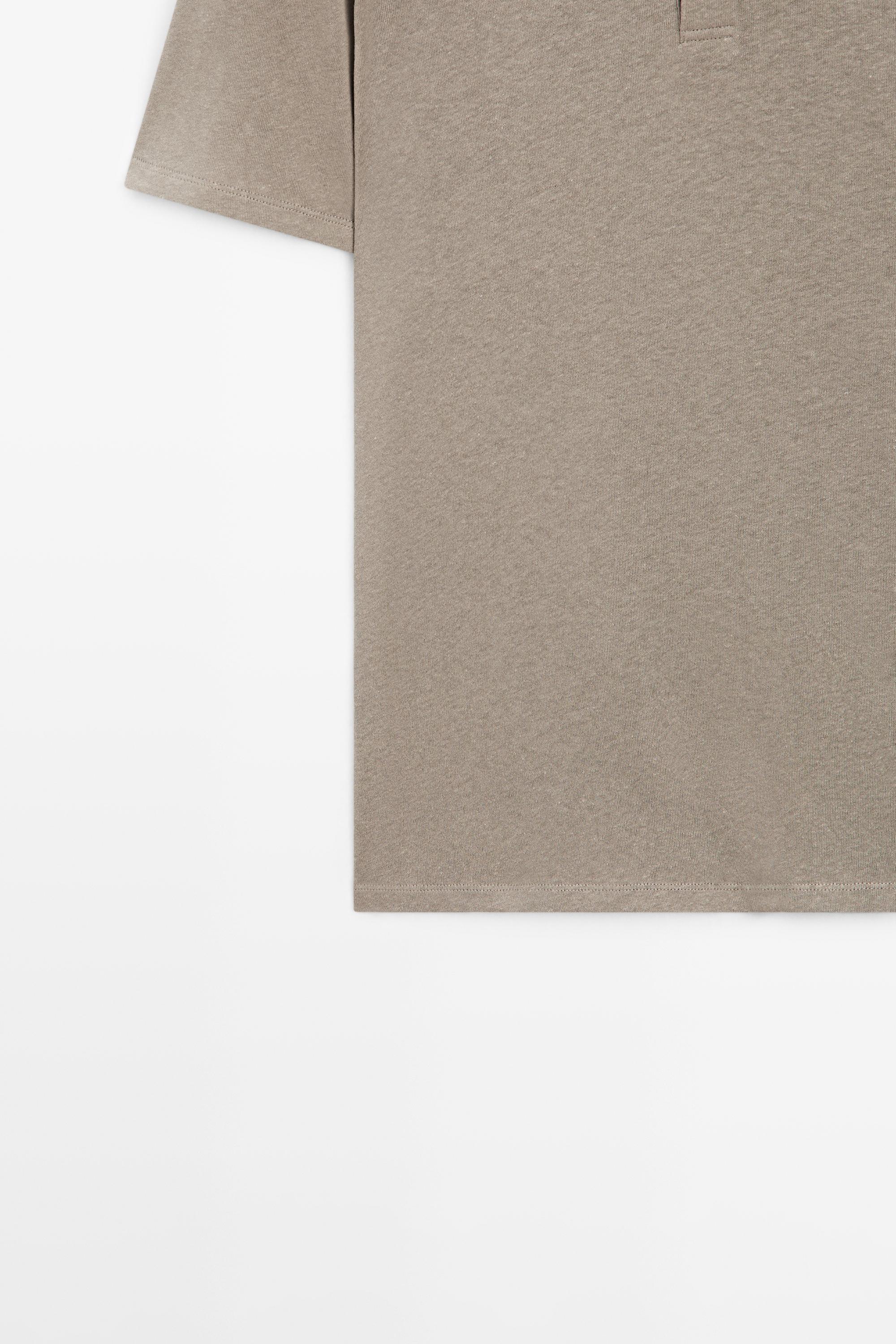 Linen and cotton short sleeve polo shirt